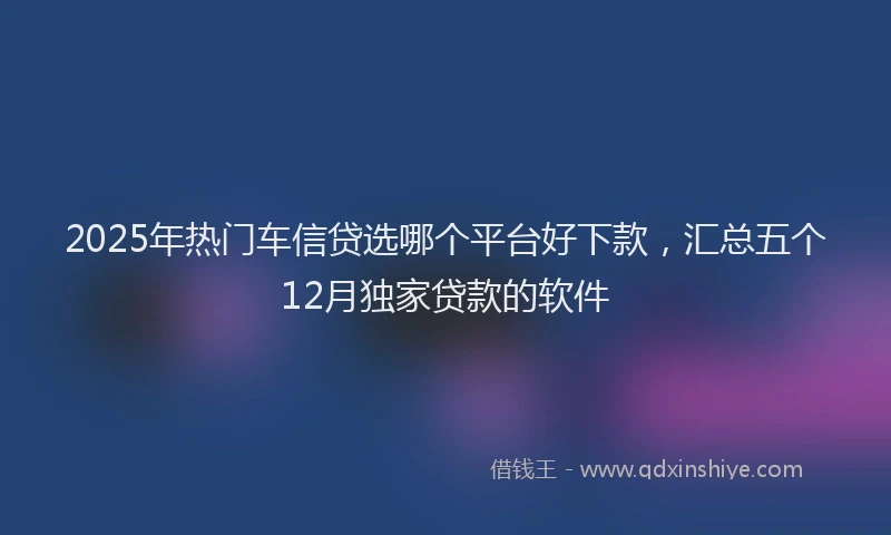 2025年热门车信贷选哪个平台好下款，汇总五个12月独家贷款的软件