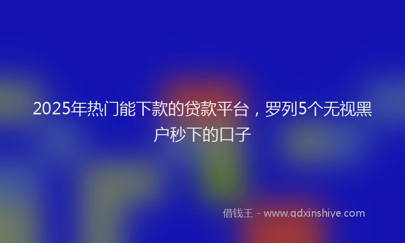 2025年热门能下款的贷款平台，罗列5个无视黑户秒下的口子