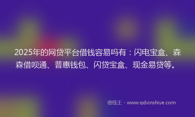 2025年的网贷平台借钱容易吗有：闪电宝盒、森森借呗通、普惠钱包、闪贷宝盒、现金易贷等。