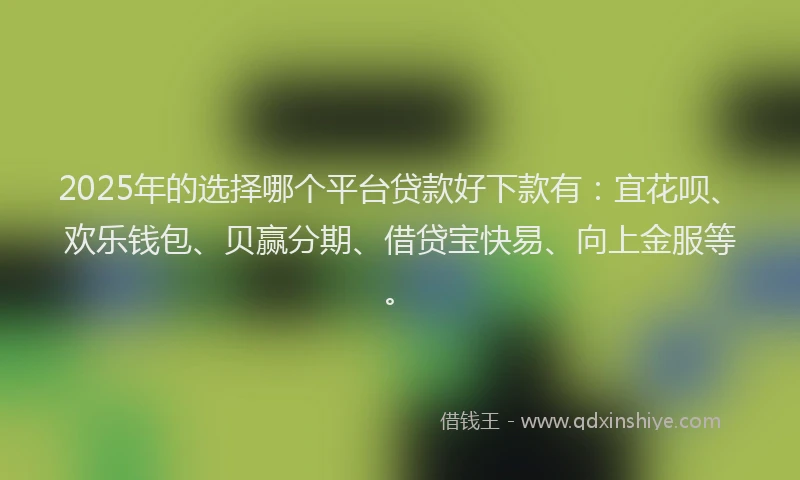 2025年的选择哪个平台贷款好下款有：宜花呗、欢乐钱包、贝赢分期、借贷宝快易、向上金服等。