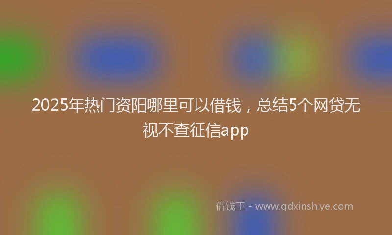 2025年热门资阳哪里可以借钱，总结5个网贷无视不查征信app