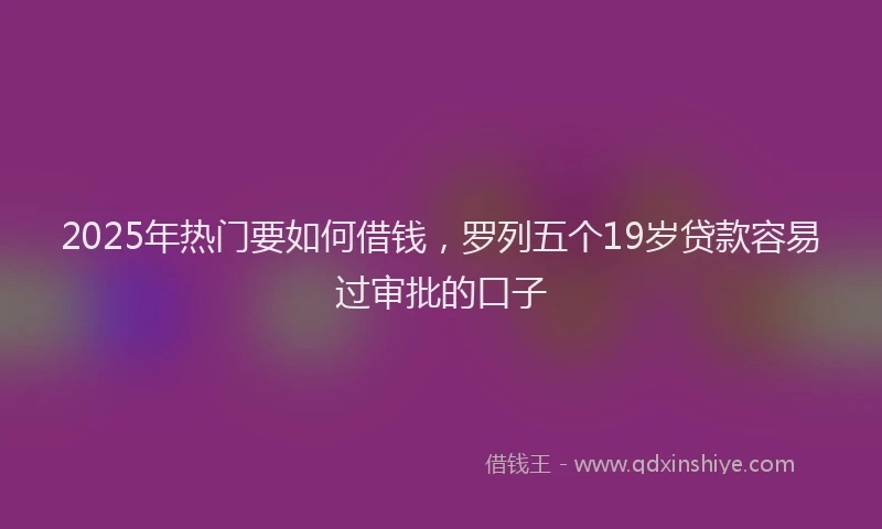 2025年热门要如何借钱，罗列五个19岁贷款容易过审批的口子