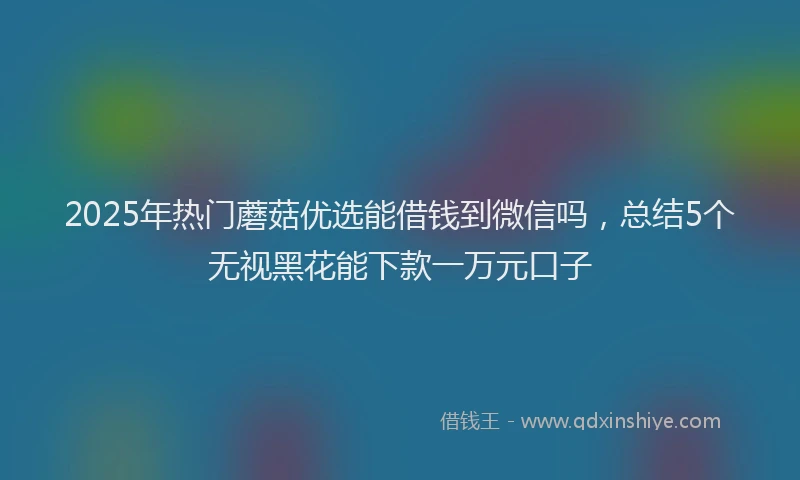 2025年热门蘑菇优选能借钱到微信吗，总结5个无视黑花能下款一万元口子