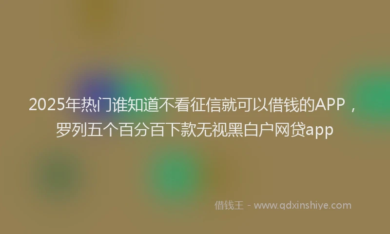 2025年热门谁知道不看征信就可以借钱的APP，罗列五个百分百下款无视黑白户网贷app