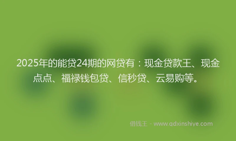 2025年的能贷24期的网贷有：现金贷款王、现金点点、福禄钱包贷、信秒贷、云易购等。