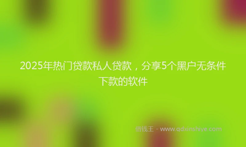 2025年热门贷款私人贷款，分享5个黑户无条件下款的软件