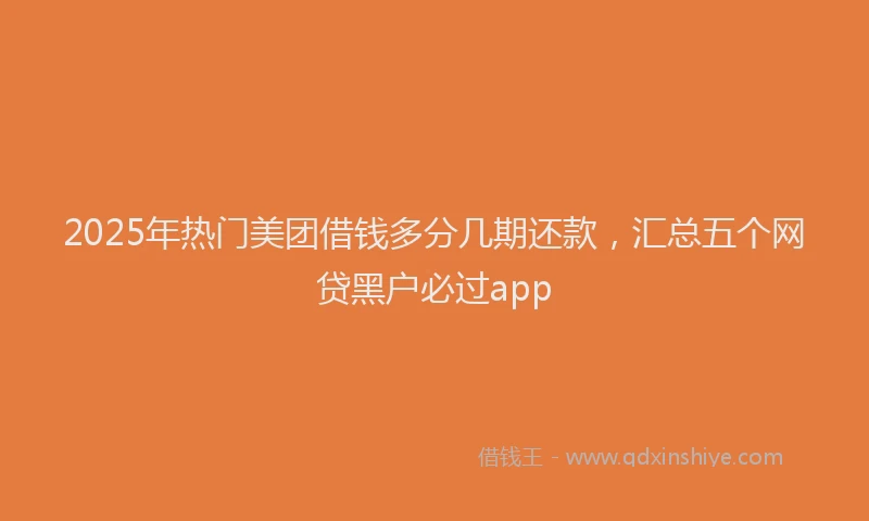 2025年热门美团借钱多分几期还款，汇总五个网贷黑户必过app