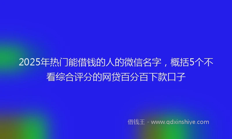 2025年热门能借钱的人的微信名字，概括5个不看综合评分的网贷百分百下款口子