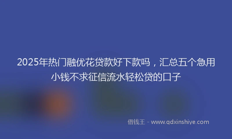 2025年热门融优花贷款好下款吗，汇总五个急用小钱不求征信流水轻松贷的口子