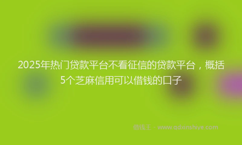 2025年热门贷款平台不看征信的贷款平台，概括5个芝麻信用可以借钱的口子