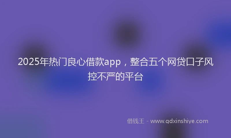 2025年热门良心借款app，整合五个网贷口子风控不严的平台