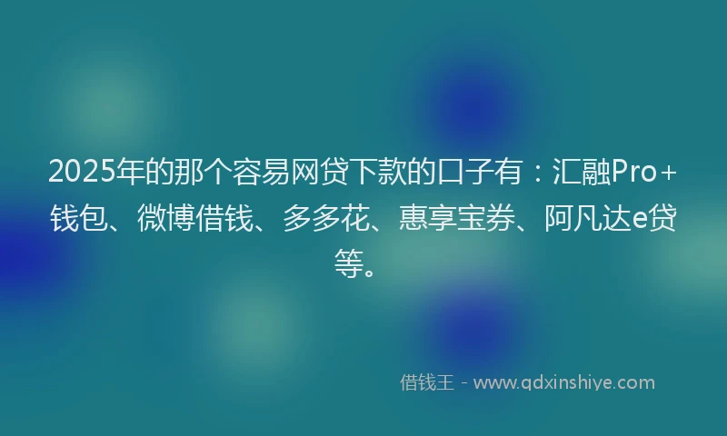 2025年的那个容易网贷下款的口子有：汇融Pro+钱包、微博借钱、多多花、惠享宝券、阿凡达e贷等。