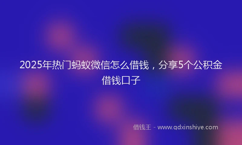 2025年热门蚂蚁微信怎么借钱，分享5个公积金借钱口子