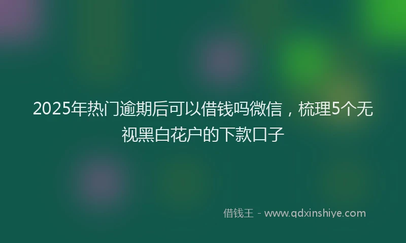 2025年热门逾期后可以借钱吗微信，梳理5个无视黑白花户的下款口子