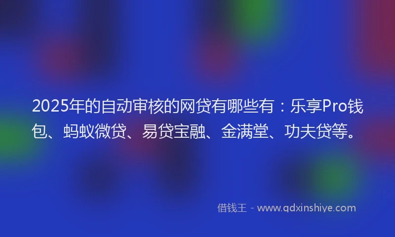 2025年的自动审核的网贷有哪些有：乐享Pro钱包、蚂蚁微贷、易贷宝融、金满堂、功夫贷等。