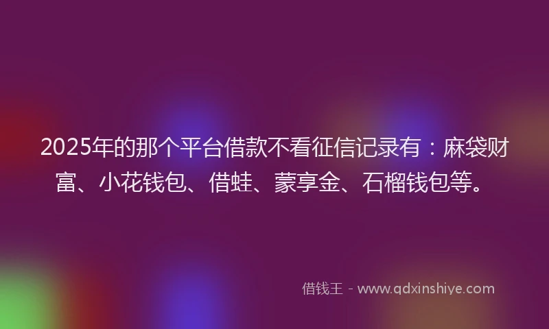 2025年的那个平台借款不看征信记录有：麻袋财富、小花钱包、借蛙、蒙享金、石榴钱包等。