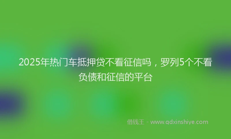 2025年热门车抵押贷不看征信吗，罗列5个不看负债和征信的平台