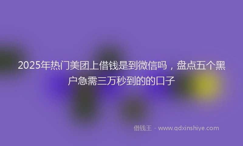 2025年热门美团上借钱是到微信吗，盘点五个黑户急需三万秒到的的口子