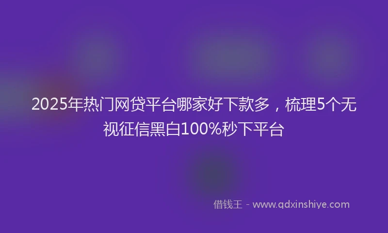 2025年热门网贷平台哪家好下款多，梳理5个无视征信黑白100%秒下平台