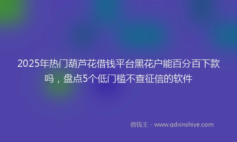 2025年热门葫芦花借钱平台黑花户能百分百下款吗，盘点5个低门槛不查征信的软件