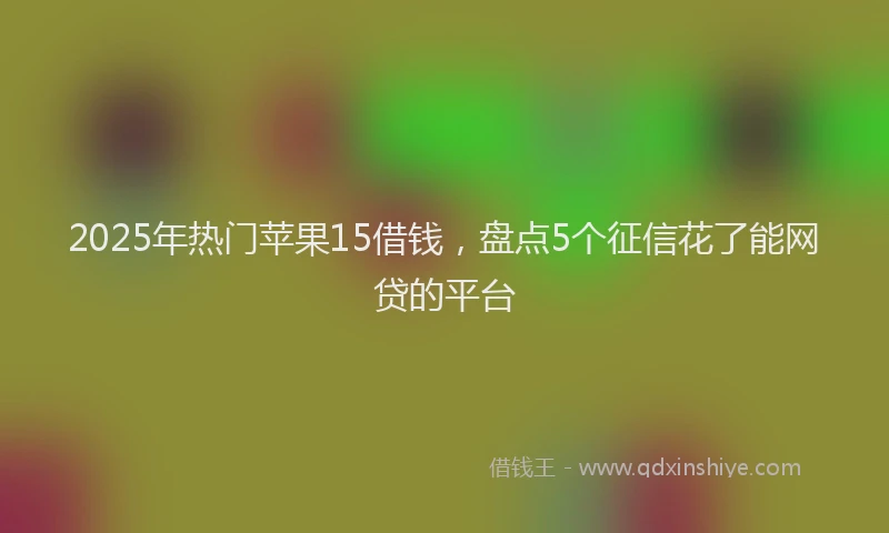 2025年热门苹果15借钱，盘点5个征信花了能网贷的平台