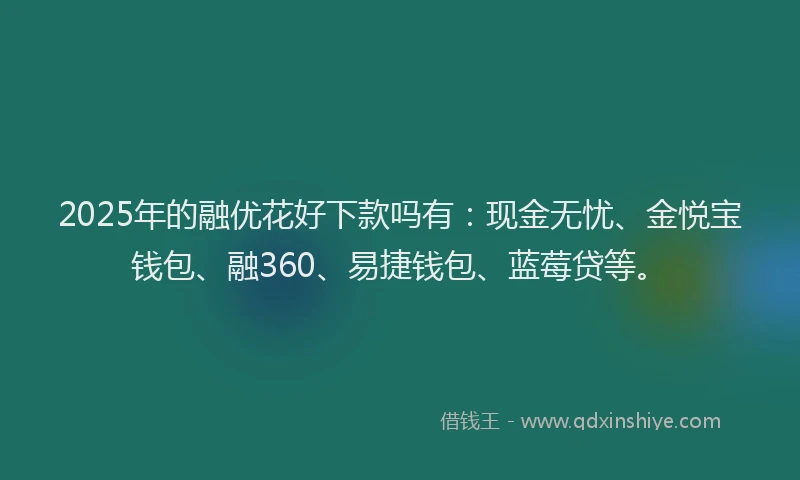 2025年的融优花好下款吗有：现金无忧、金悦宝钱包、融360、易捷钱包、蓝莓贷等。