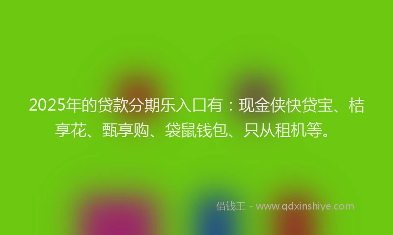 2025年的贷款分期乐入口有：现金侠快贷宝、桔享花、甄享购、袋鼠钱包、只从租机等。