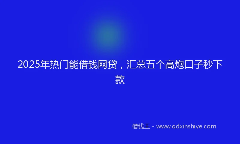 2025年热门能借钱网贷，汇总五个高炮口子秒下款