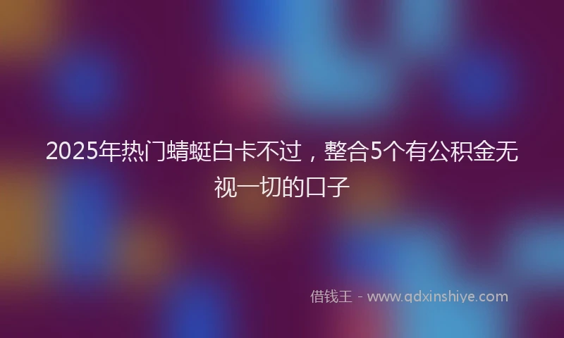 2025年热门蜻蜓白卡不过，整合5个有公积金无视一切的口子