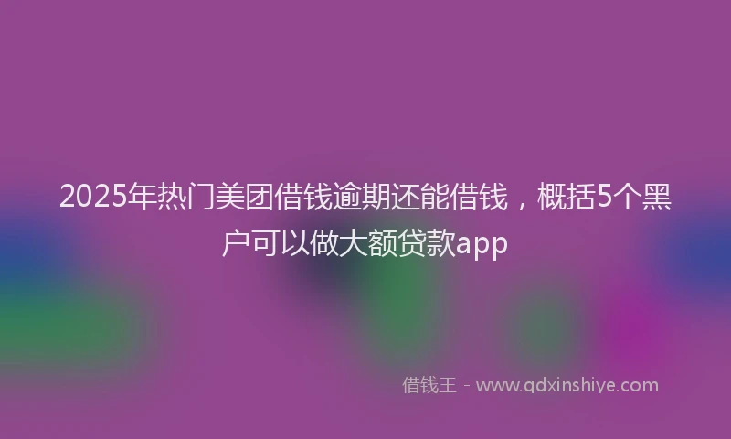 2025年热门美团借钱逾期还能借钱，概括5个黑户可以做大额贷款app