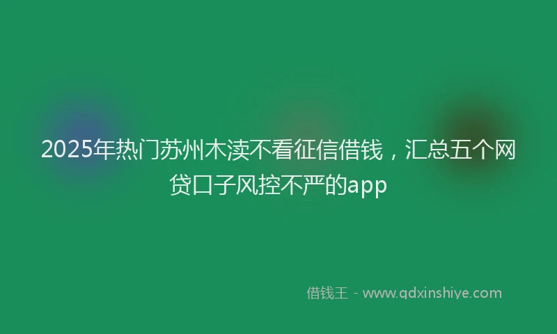 2025年热门苏州木渎不看征信借钱，汇总五个网贷口子风控不严的app