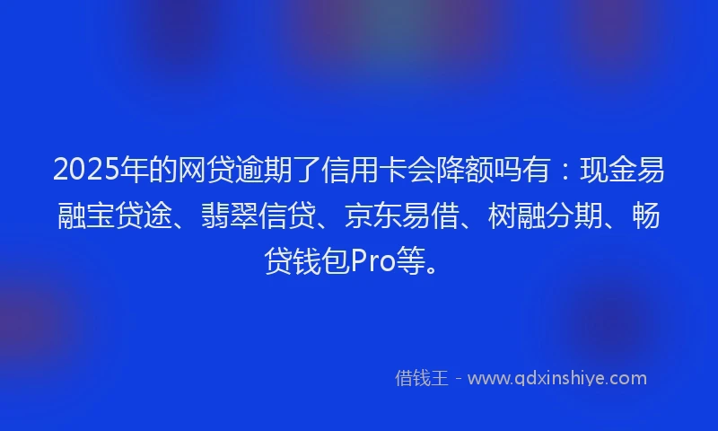 2025年的网贷逾期了信用卡会降额吗有：现金易融宝贷途、翡翠信贷、京东易借、树融分期、畅贷钱包Pro等。