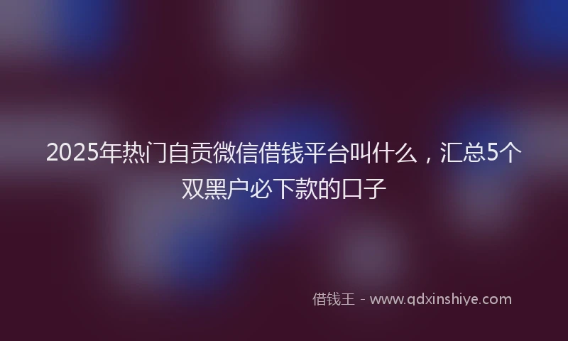2025年热门自贡微信借钱平台叫什么，汇总5个双黑户必下款的口子