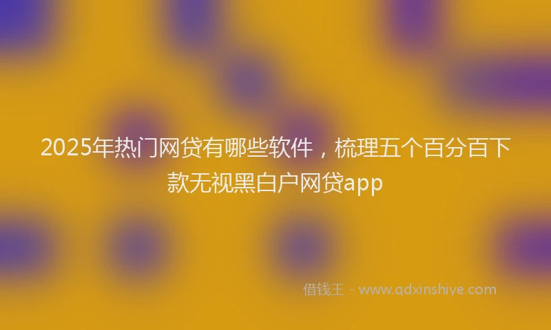 2025年热门网贷有哪些软件，梳理五个百分百下款无视黑白户网贷app