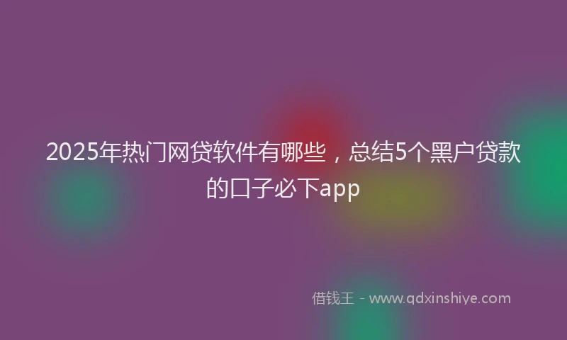 2025年热门网贷软件有哪些，总结5个黑户贷款的口子必下app