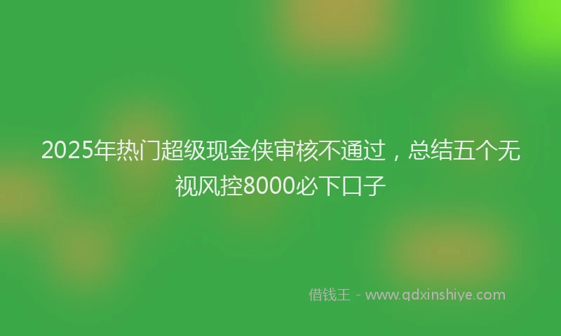 2025年热门超级现金侠审核不通过，总结五个无视风控8000必下口子