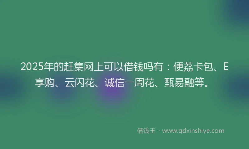 2025年的赶集网上可以借钱吗有：便荔卡包、E享购、云闪花、诚信一周花、甄易融等。