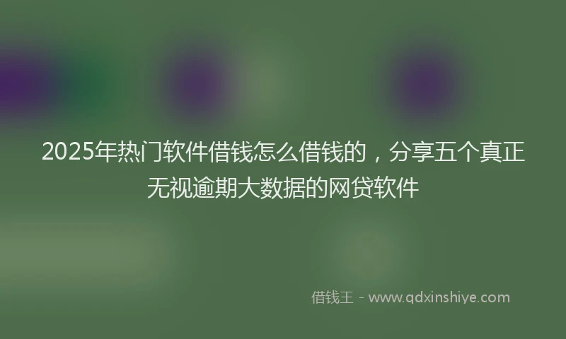 2025年热门软件借钱怎么借钱的，分享五个真正无视逾期大数据的网贷软件