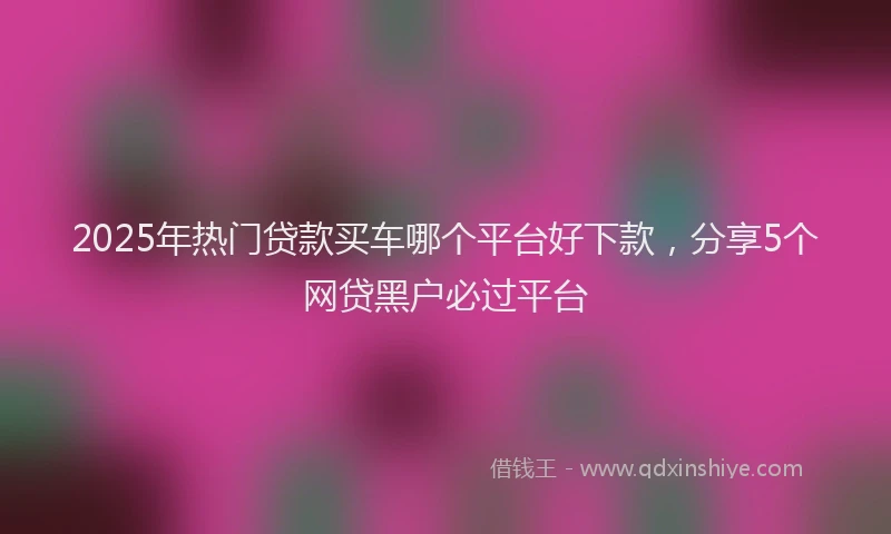 2025年热门贷款买车哪个平台好下款，分享5个网贷黑户必过平台