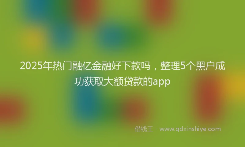 2025年热门融亿金融好下款吗，整理5个黑户成功获取大额贷款的app