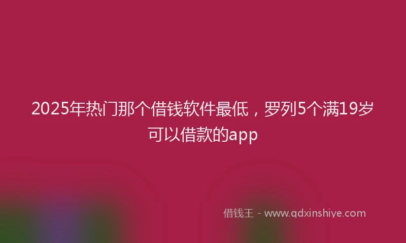 2025年热门那个借钱软件最低，罗列5个满19岁可以借款的app