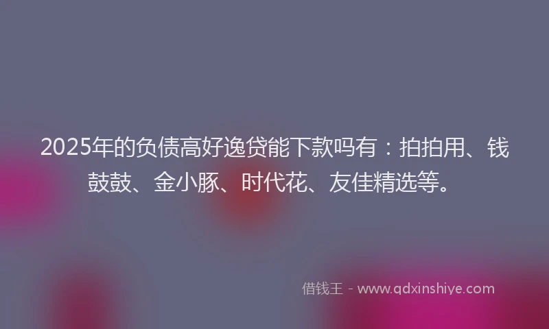 2025年的负债高好逸贷能下款吗有：拍拍用、钱鼓鼓、金小豚、时代花、友佳精选等。