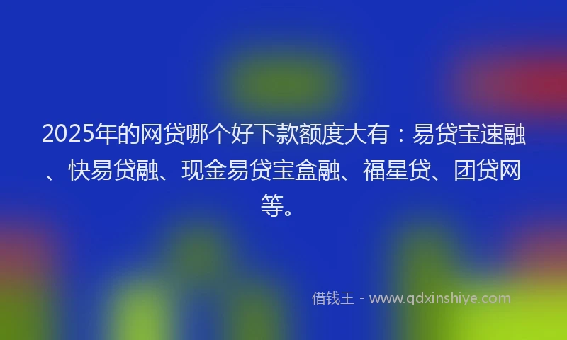 2025年的网贷哪个好下款额度大有：易贷宝速融、快易贷融、现金易贷宝盒融、福星贷、团贷网等。