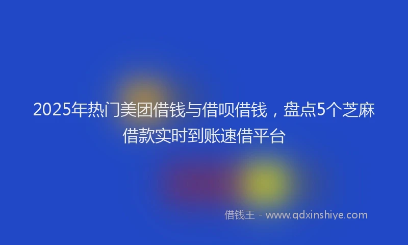 2025年热门美团借钱与借呗借钱，盘点5个芝麻借款实时到账速借平台