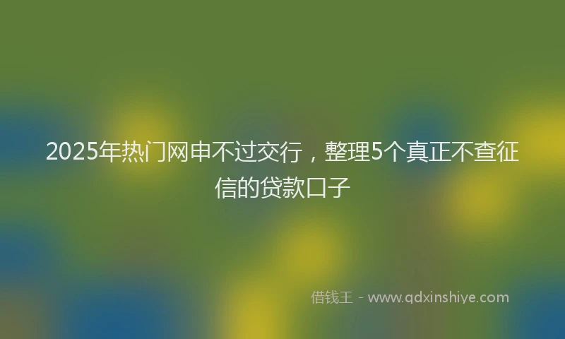 2025年热门网申不过交行，整理5个真正不查征信的贷款口子
