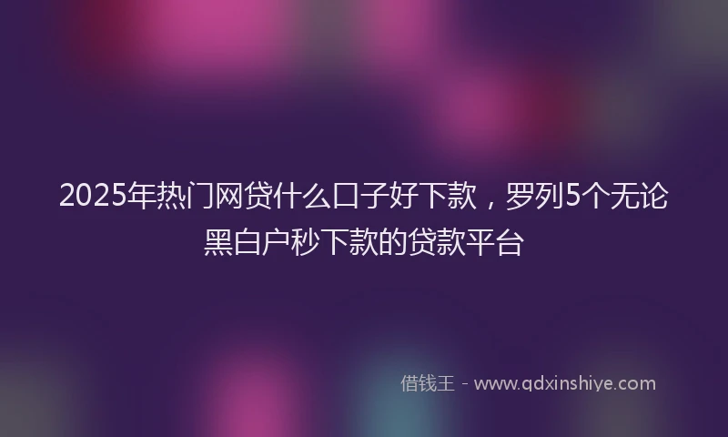 2025年热门网贷什么口子好下款，罗列5个无论黑白户秒下款的贷款平台