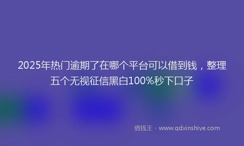 2025年热门逾期了在哪个平台可以借到钱，整理五个无视征信黑白100%秒下口子