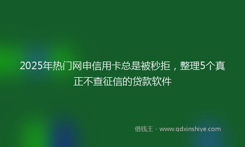 2025年热门网申信用卡总是被秒拒，整理5个真正不查征信的贷款软件
