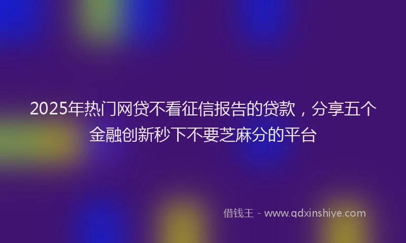 2025年热门网贷不看征信报告的贷款，分享五个金融创新秒下不要芝麻分的平台