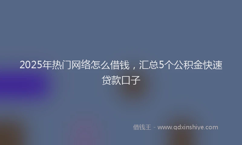 2025年热门网络怎么借钱，汇总5个公积金快速贷款口子